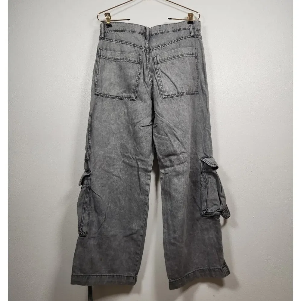 Wild Fable Size 6 Mid Rise Baggy Cargo Bottoms Pants Jeans Gray Skate Grunge